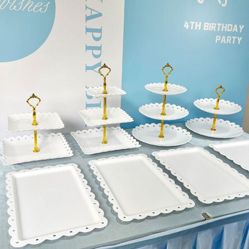 ケーキスタンド デザートスタンド 果物 フルーツ トレー プラスチック製 2段 3段 北欧風 結婚式 誕生日 パーティー