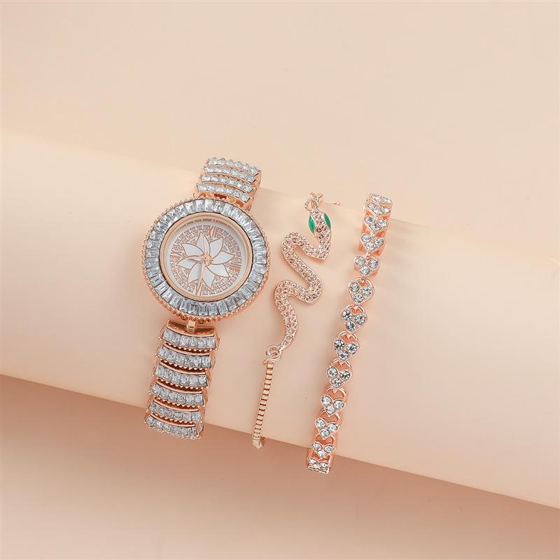 FRANCK MULLER - 腕時計 レディース セット 韓国 ファッション 花柄 女性用 腕時計 ブレスレット アクセサリー 3点セット メッキ 普段使い