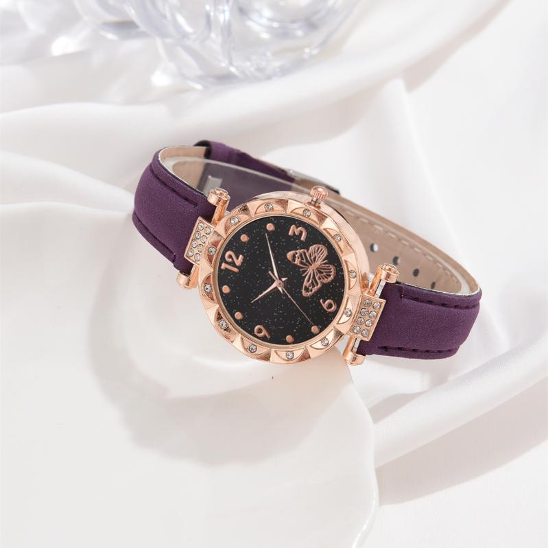 腕時計 レディース ブレスレット ネックレス セット 韓国 ファッション カジュアル 女性用 クォーツ アナログ おしゃれ かわいい ブラック ブルー ピンク パープル レッド ホワイト