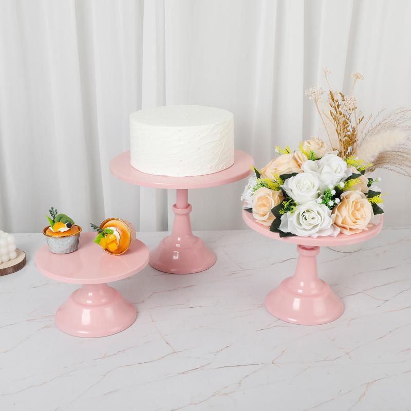 Interior Accessories - ケーキスタンド ピンク色 デザート台 鉄製 3点セット ケーキ 果物 焼き菓子 ディスプレイ アフタヌーンティー パーティー イベント