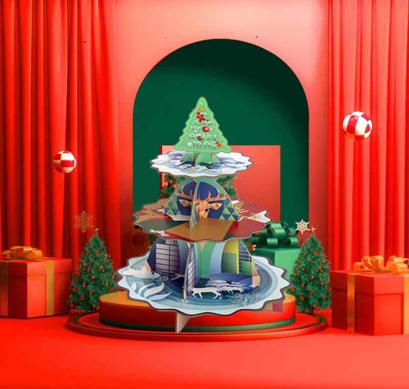 ケーキスタンド 紙製 多層 折りたたみ式 パーティー イベント デコレーション デザート アフタヌーンティー