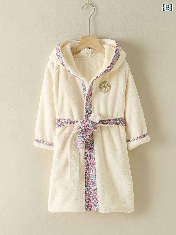 バスローブ キッズ 子供用 秋冬 吸水速乾 フード付き 珊瑚绒 パジャマ 男の子 女の子 部屋着 ルームウェア