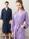 バスローブ レディース メンズ 薄手 吸水 速乾 ワッフル生地 浴衣 寝巻き パジャマ 春夏 綿 接触冷感 ネイビー ホワイト グレー ピンク パープル