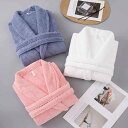 パジャマ レディース メンズ 冬用 珊瑚フリース バスローブ 厚手 ロング丈 フランネル 寝巻き ペア 部屋着 リラックスウェア ホワイト ピンク ブルー