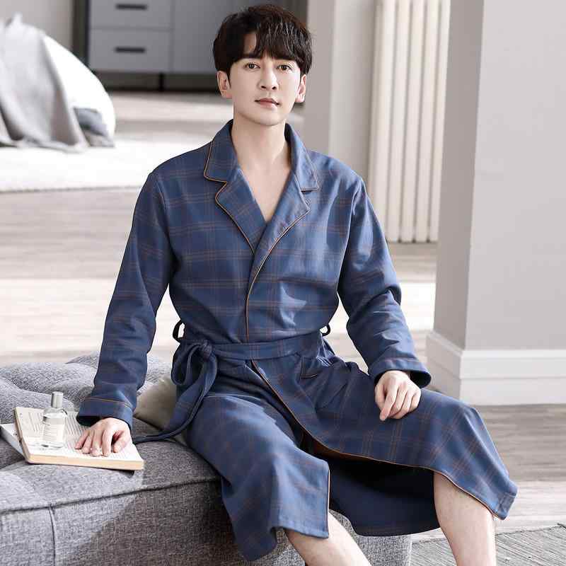 パジャマ メンズ 男性用 コットン 長袖 春秋 バスローブ 寝間着 部屋着 ホームウェア Vネック 厚手 リラックス ゆったり 大きいサイズ QKM509 QKM501 QKM503 QKM504 QKM506 QKM512