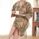 パジャマ メンズ レディース 中国風 Vネック 綿100% ダブルガーゼ 夫婦 和柄 ルームウェア 寝間着 浴衣 春秋 部屋着 オレンジ系 グリーン系