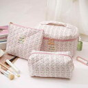 化粧ポーチ レディース 大容量 繻子織 花柄 コットン かわいい おしゃれ 旅行用 ピンク系 ブルー系