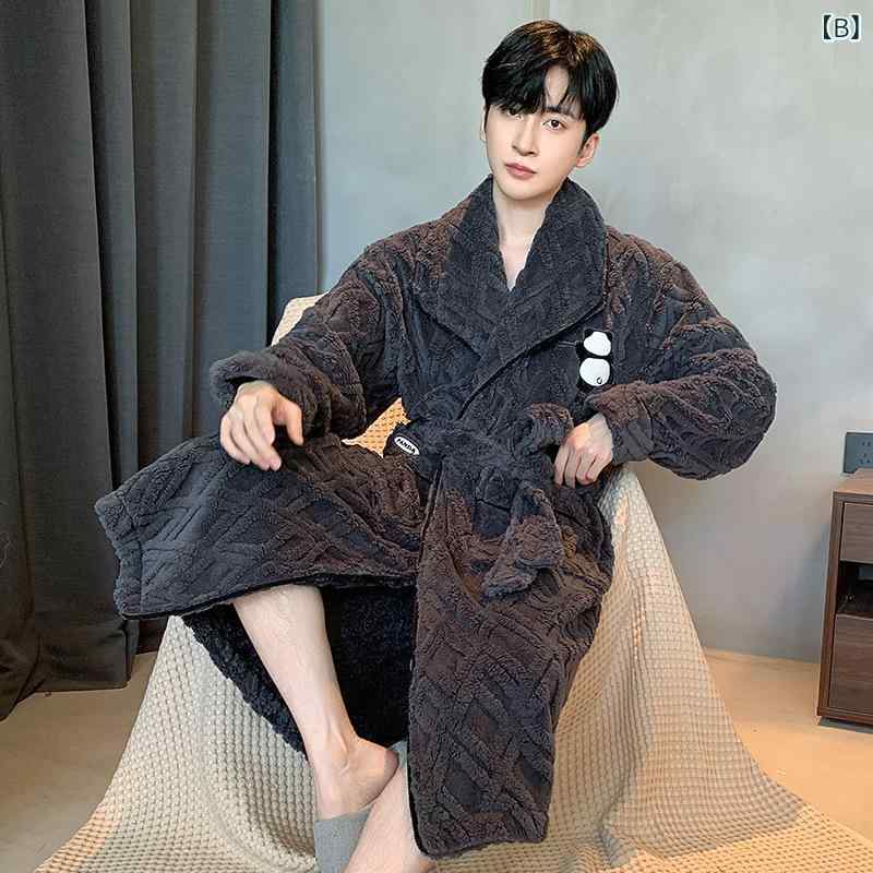 パジャマ メンズ 男性用 珊瑚フリース 厚手 あったか 暖か 冬用 ルームウェア 寝間着 部屋着 浴衣 バスローブ 快適 普段使い リラックス