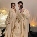 バスローブ レディース メンズ 冬用 厚手 フランネル ペア パジャマ 部屋着 寝巻き あったか リラックス ふわふわ 暖かい 大きいサイズ ゆったり 紺色 ネ...