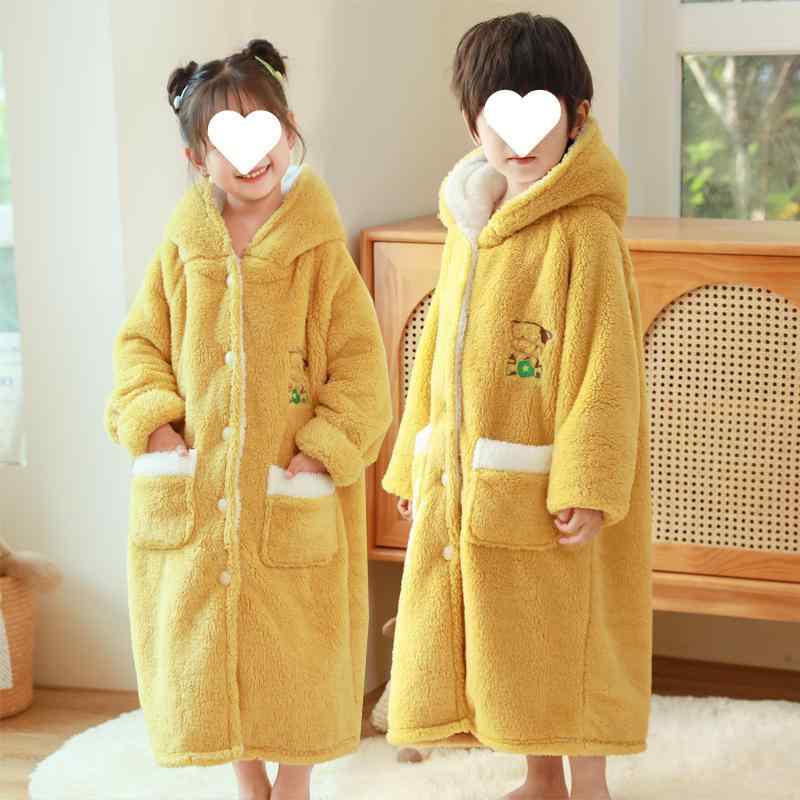 パジャマ キッズ 子供用 男の子 女の子 フランネル 珊瑚フリース 厚手 暖か バスローブ 部屋着 ルーム..