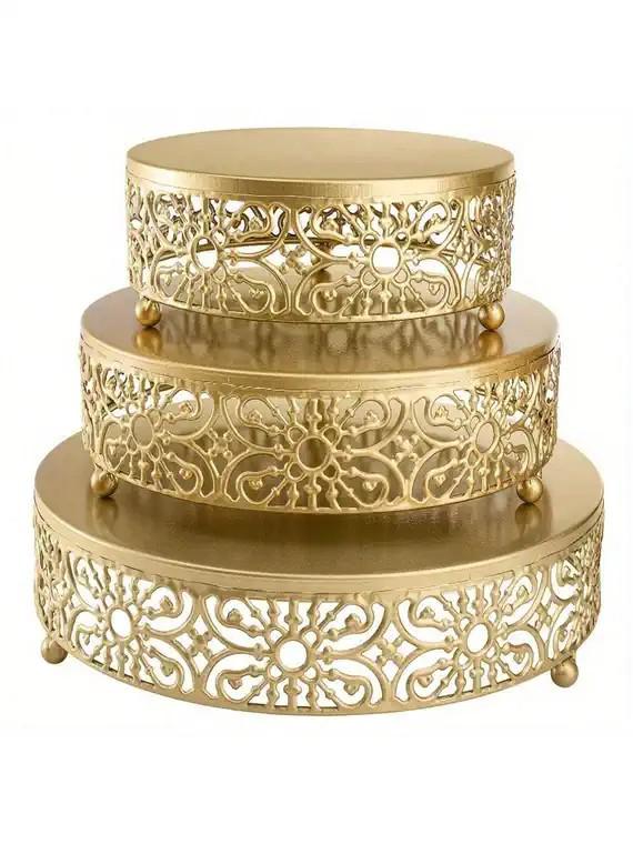 楽天シャドーテールケーキスタンド ウェディング デザート台 飾り付け レース ケーキプレート 鉄製 お菓子台 セット フルーツプレート ゴールド ホワイト ピンク ブラック