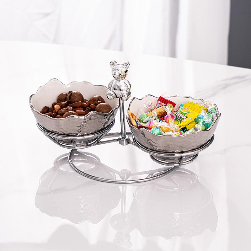 ・素材: 磁器・カテゴリ: 果物皿・カラー: LT23-小熊花边点心架（シルバー）, LT23-小熊花边点心架（ホワイト）, LT22-小熊花边点心架（シルバー/ホワイトミックス）, LT22-小熊花边点心架（シルバー）, LT22-小熊花...