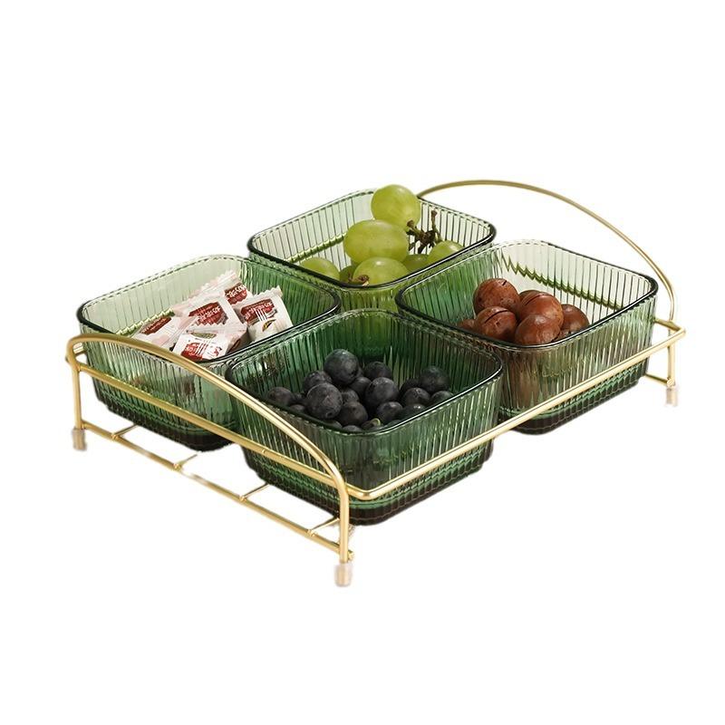 フルーツ皿 レディース ガラス製 スナック 菓子皿 デザート 前菜 盛り合わせ トレー 墨緑 北欧風