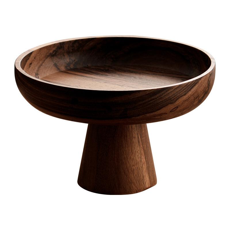 果物皿 木製 サラダボウル デザート 展示台 パン皿 高脚 木碗 ウッドボウル 中式 菓子器