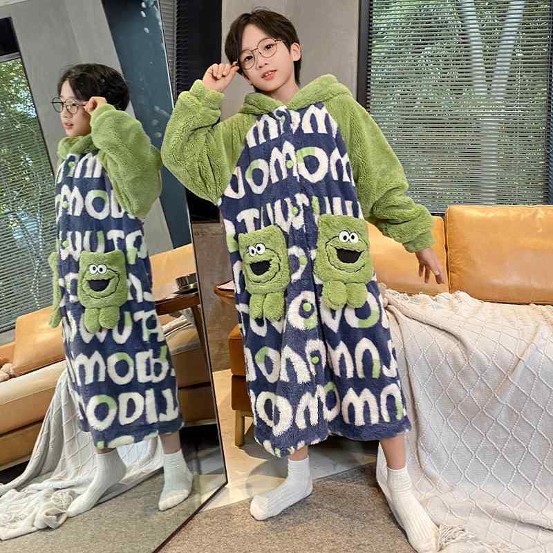 パジャマ キッズ 子供用 冬用 厚手 フランネル 珊瑚フリース バスローブ 男の子 女の子 ルームウェア ..