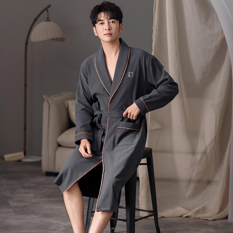 パジャマ メンズ 男性用 春秋 徳绒 大きいサイズ 寝巻き 浴衣 浴袍 部屋着 リラックスウェア 简约 カジュアル 前開き 長袖 L XL XXL XXXL