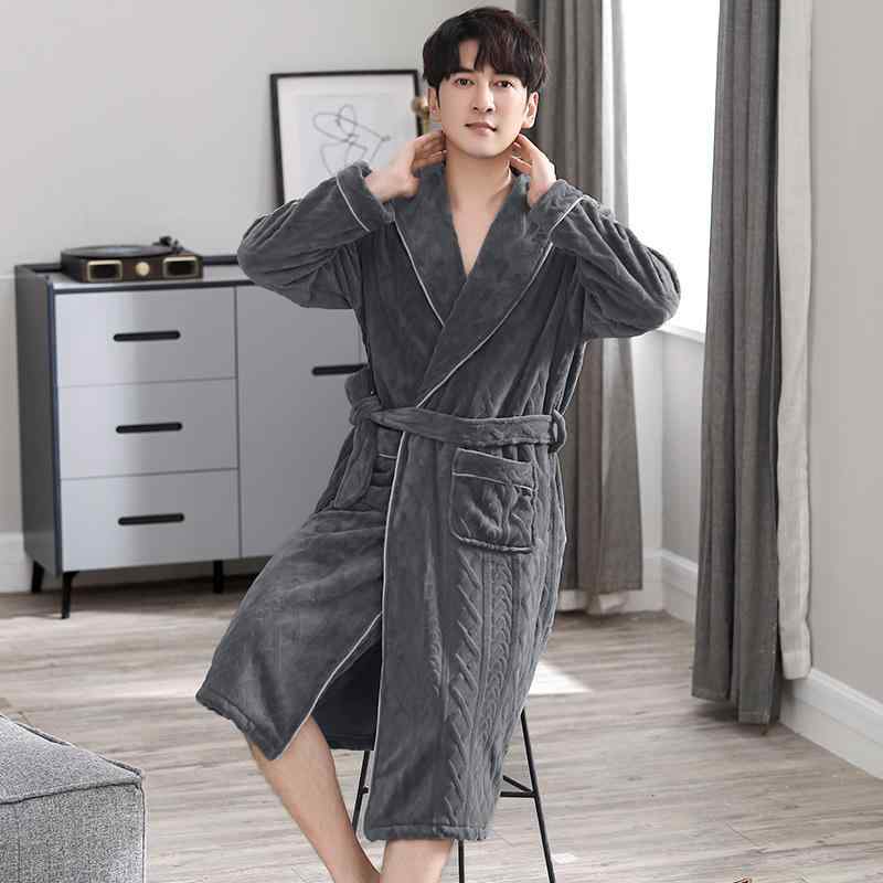 パジャマ メンズ 男性用 紳士用 冬用 珊瑚フリース 厚手 フランネル バスローブ 寝間着 リラックス 部..