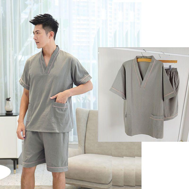 浴袍 男性用 大判サイズ 綿 春 セットアップ パジャマ 寝巻き 部屋着 ルームウェア 夫婦 ペア お風呂上..