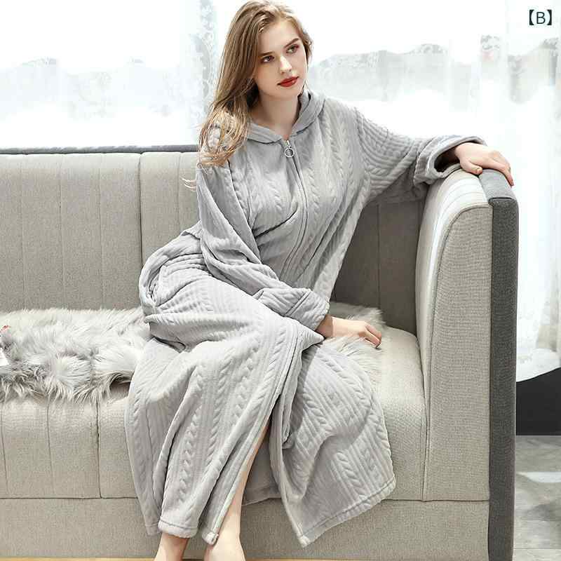 バスローブ レディース メンズ ペア 秋冬 フランネル 暖かい 厚手 ロング丈 ガウン コーラル ベルベット 寝巻き 部屋着 ルームウェア ポリエステル 無地 ふわふわ 3