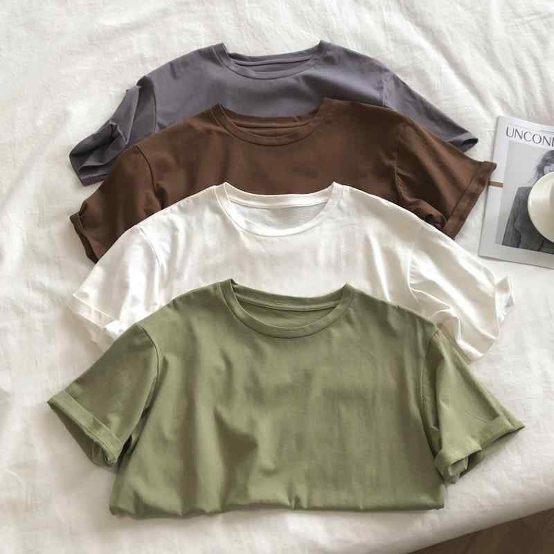 Tシャツ レディース 半袖 ラウンドネック 無地 ゆったり カットソー トップス 春夏 韓国風 カジュアル 普段使い 部屋着 ホワイト グレー カーキ グリーン