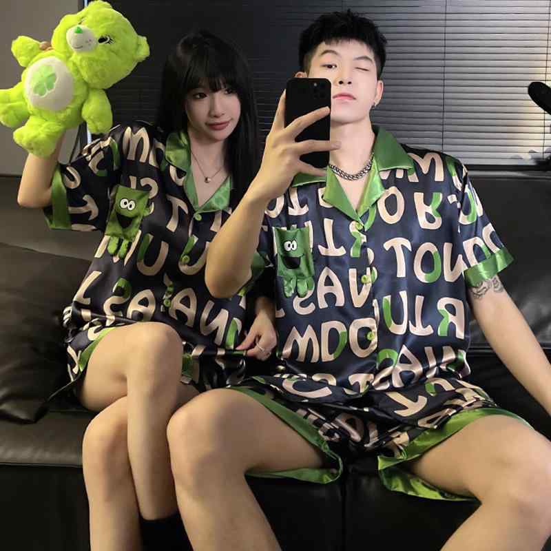 パジャマ レディース メンズ 半袖 短パン 薄手 ポリエステル 寝間着 ルームウェア 上下セット 夏 接触冷感 通気 涼しい 快適 部屋着 かわいい キャラクター柄