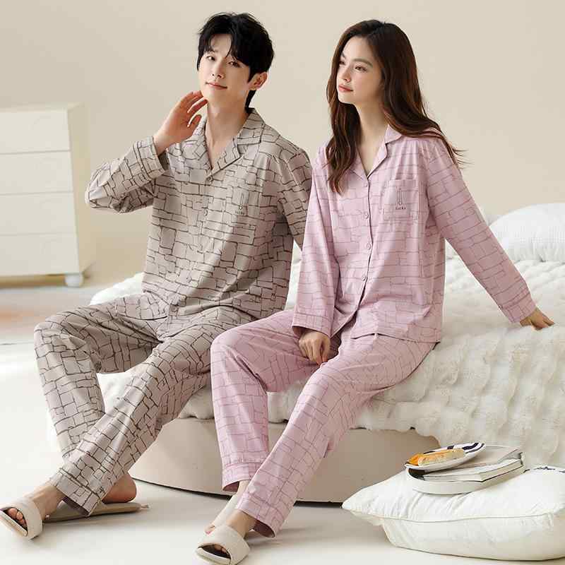 パジャマ レディース メンズ 春秋 綿 長袖 前開き 大きいサイズ 部屋着 ルームウェア 上下セット 寝巻..