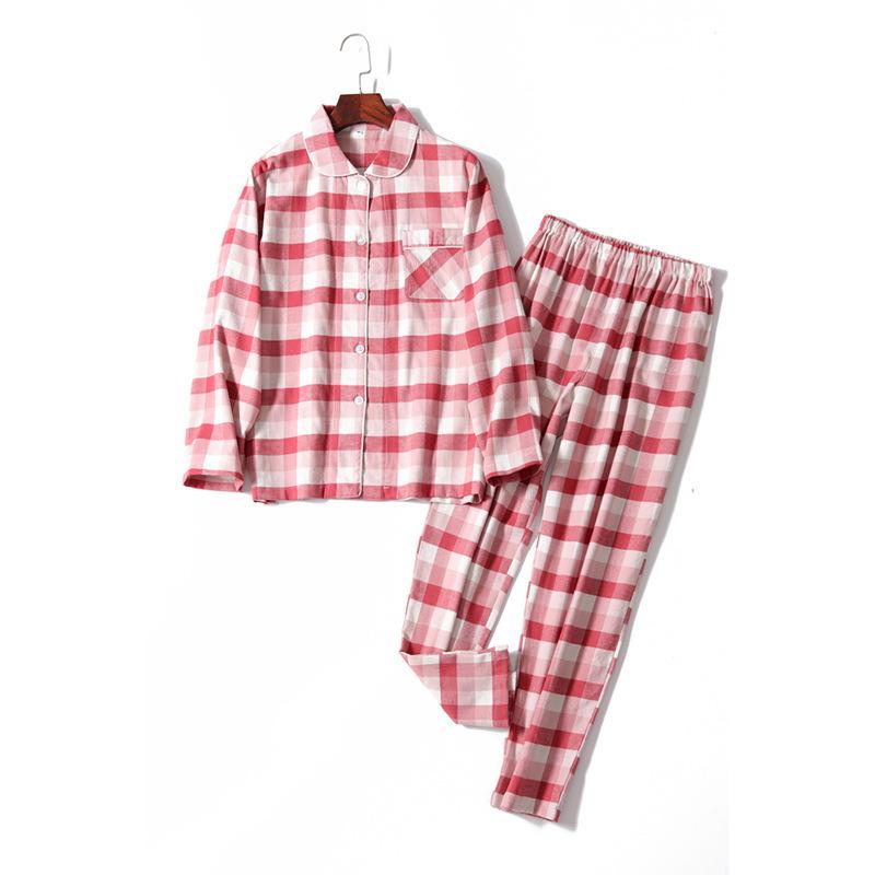 パジャマ レディース メンズ 秋冬 綿 ネル 長袖 上下セット 格子柄 襟付き 部屋着 リラックスウェア 保温性