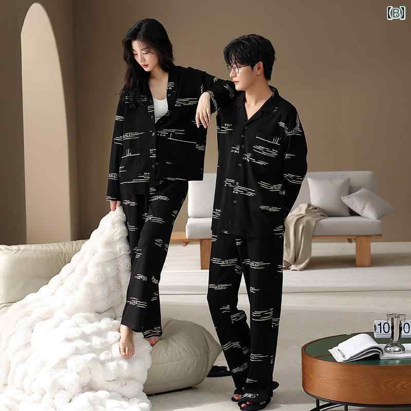 パジャマ レディース メンズ 長袖 綿 100% 上下セット 夫婦 カップル ペアルック ...