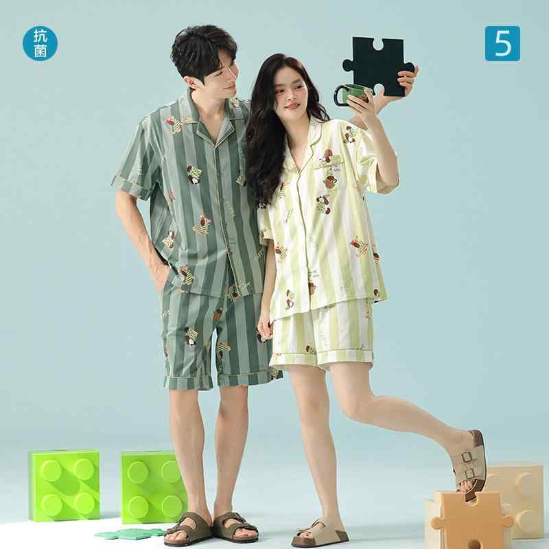 パジャマ レディース メンズ 上下セット 半袖 短パン 綿100％ Vネック 新疆綿 抗菌 薄手 夏 涼しい かわいい カップル ホームウェア 部屋着 ルームウェア セットアップ