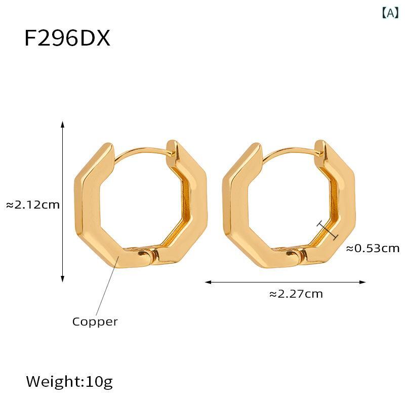 イヤリング レディース 幾何学模様 多角形 デザイン 電気メッキ加工 銅製 個性的 INS風 ゴールドカラー