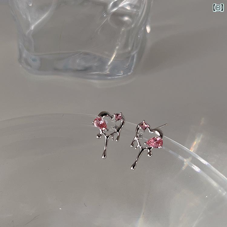 ピアス レディース かわいい ピンク系 ジルコニア ハート 蝶々 韓国風 個性的 幾何...