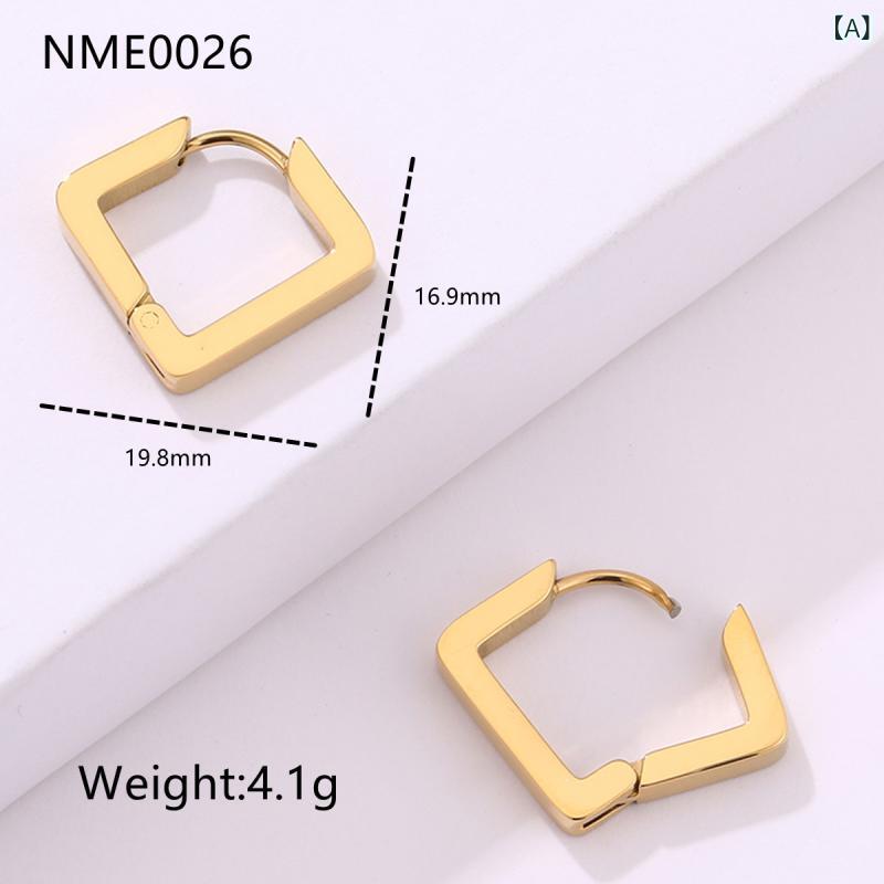 イヤリング レディース 18K 金メッキ チタン鋼 ステンレス製 フープピアス 幾何学...