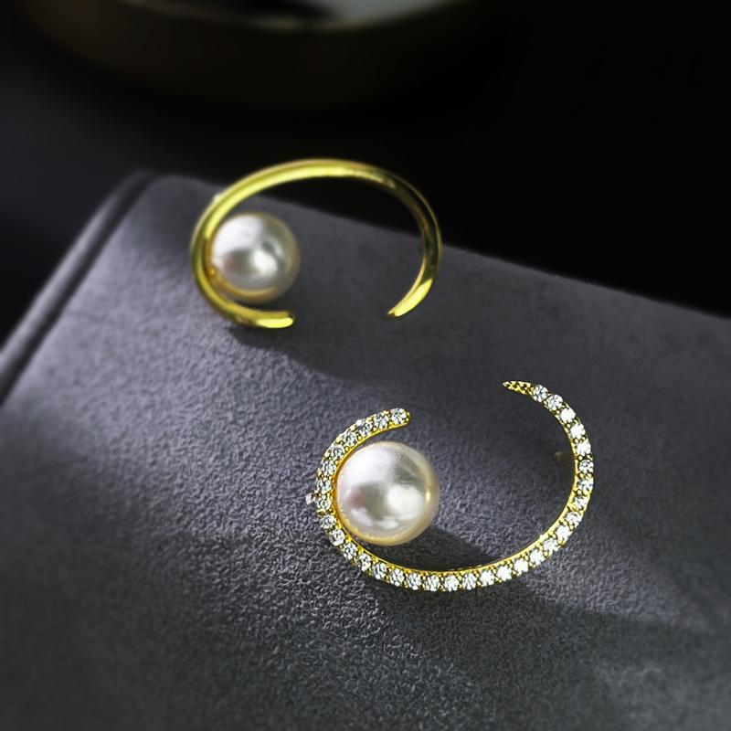 ピアス レディース 925シルバー 厚金メッキ ジルコニア 幾何学模様 サークル 楕円 フープピアス ホワイトゴールドカラー イエローゴールドカラー ファッション 通勤 シルバー925