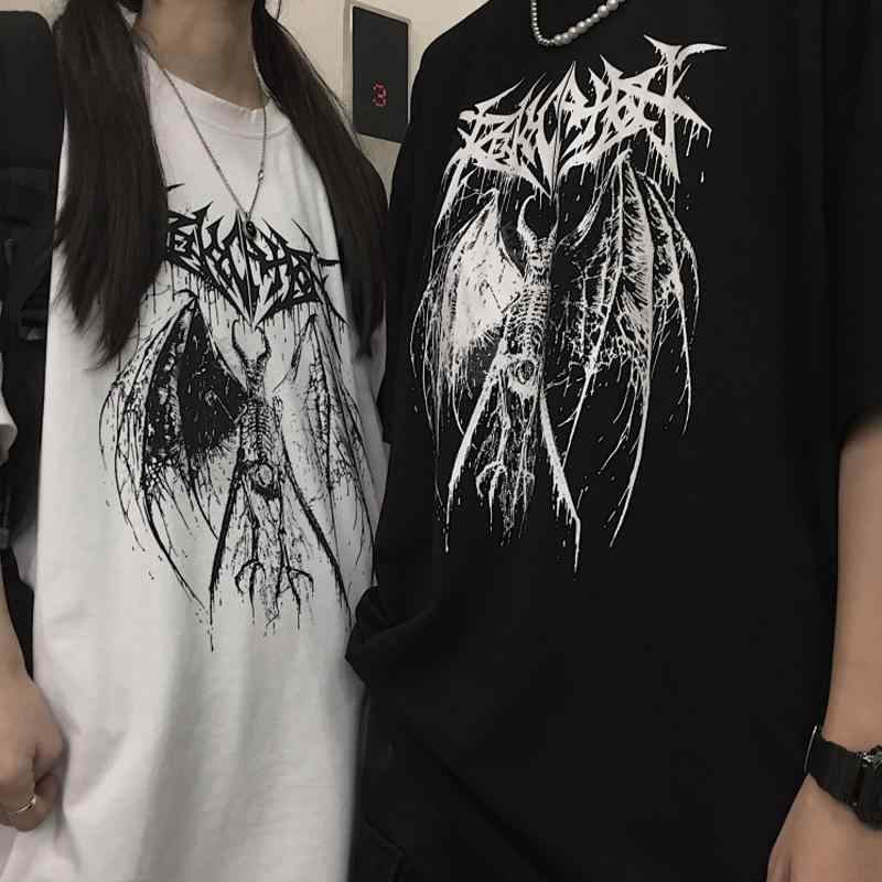 Other - Tシャツ カップル 男性用 女性用 ストリート系 ゴシック柄 ルーズフィット 半袖 ポリエステル プリント 白 黒 灰色 オレンジ系