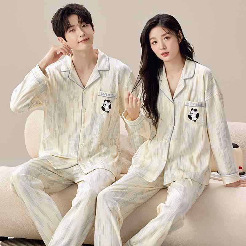 パジャマ レディース メンズ 長袖長ズボン 上下セット 部屋着 ルームウェア 寝間着 春秋 薄手 普段使い 綿混紡 カップル お揃い かわいい