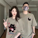 Tシャツ 男女兼用 半袖 綿 夏 アニメ キャラクタープリント オーバーサイズ ゆったり 日韓スタイル 普段使い 部屋着 ホワイト ブラック グレー グリーン