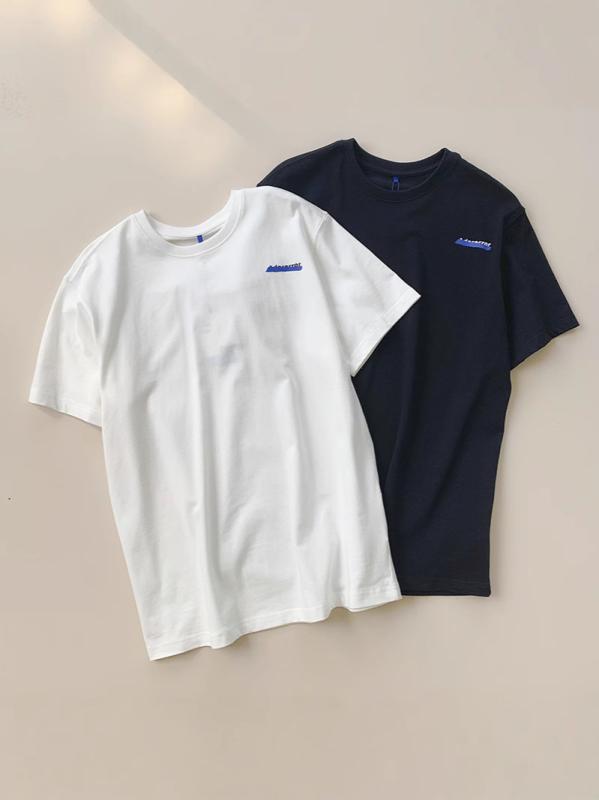 Tシャツ 男女兼用 半袖 ラウンドネック コットン ポリエステル 混紡 ゆったり カジュアル トップス カ..