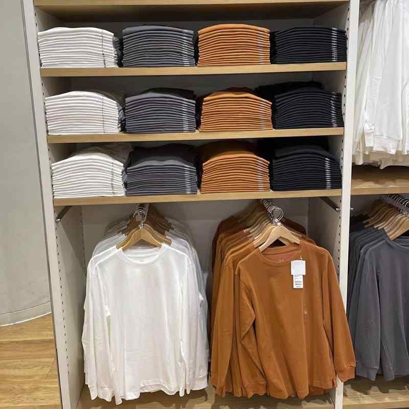 Tシャツ 男女兼用 カップル 綿混紡 ラウンドネック 長袖 プルオーバー トップス カットソー 普段使い ..