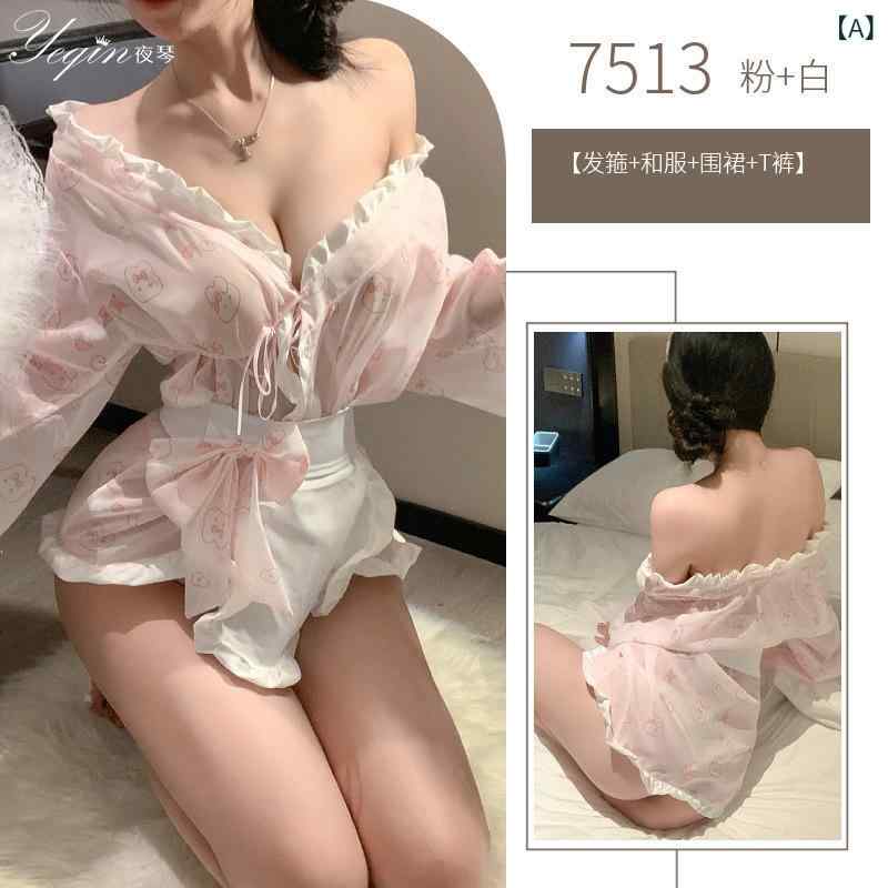 ランジェリー レディース セクシー ルームウェア 和風 和服 寝間着 ポリエステル ピンク系 コスプレ ベビードール