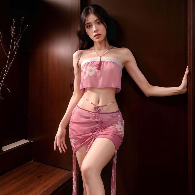 和服 レディース セクシー ランジェリー スリップ キャミソール 部屋着 ポリエステル 繊維 透け感 誘惑 緊身 春