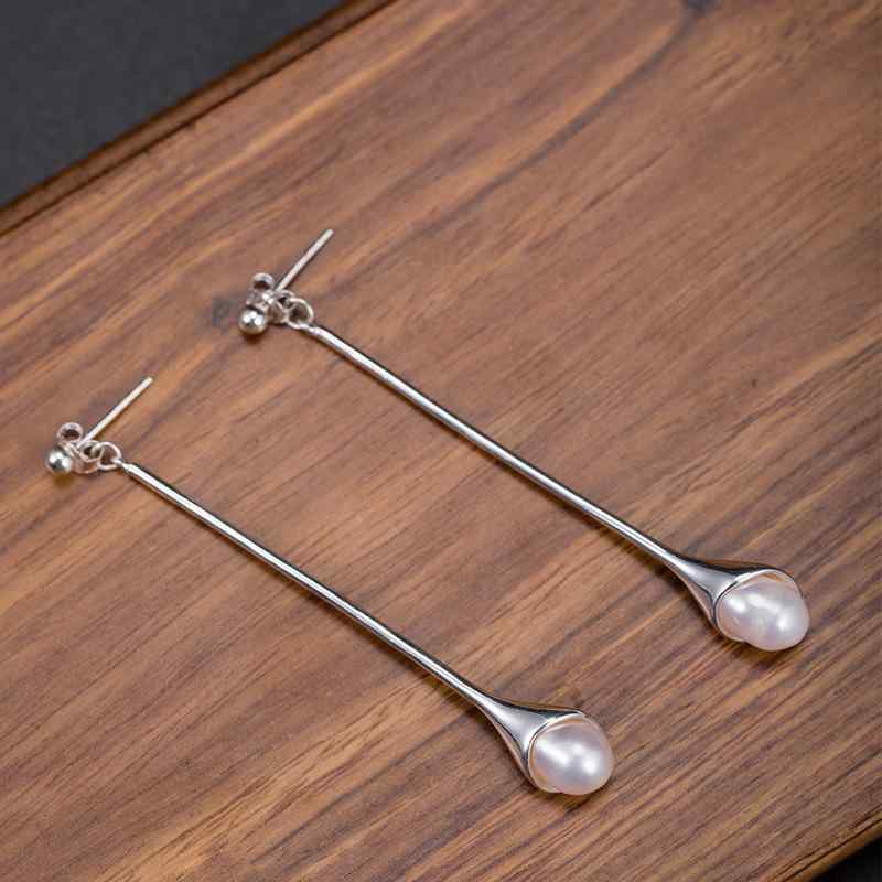 ピアス レディース s925 シルバー 淡水パール イヤリング ファッション エレガント 花柄 電気メッキ加工 ロング 925銀