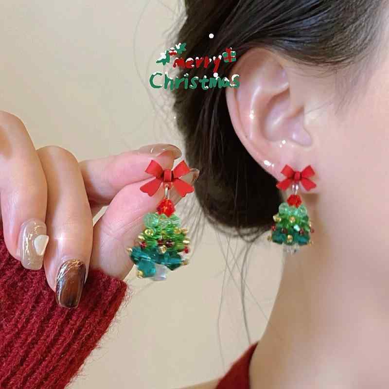 ピアス レディース クリスマスモチーフ 蝶結び 小さめ かわいい アクセサリー イヤリング 合金製 短め 五芒星 長め 個性的な新中式スタイル エレガント 電気...