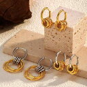 イヤリング レディース 18K チタン鋼 アレルギー対応 ステンレス アクセサリー ジュエリー 光沢 メッキ ラウンド サークル リング パーティー ギフト プ...