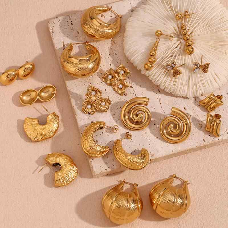 イヤリング レディース 18K 金メッキ 不锈钢 ピーナッツ 幾何学 金属 アシンメトリー ジルコニア バタフライ 花柄 パール ス...