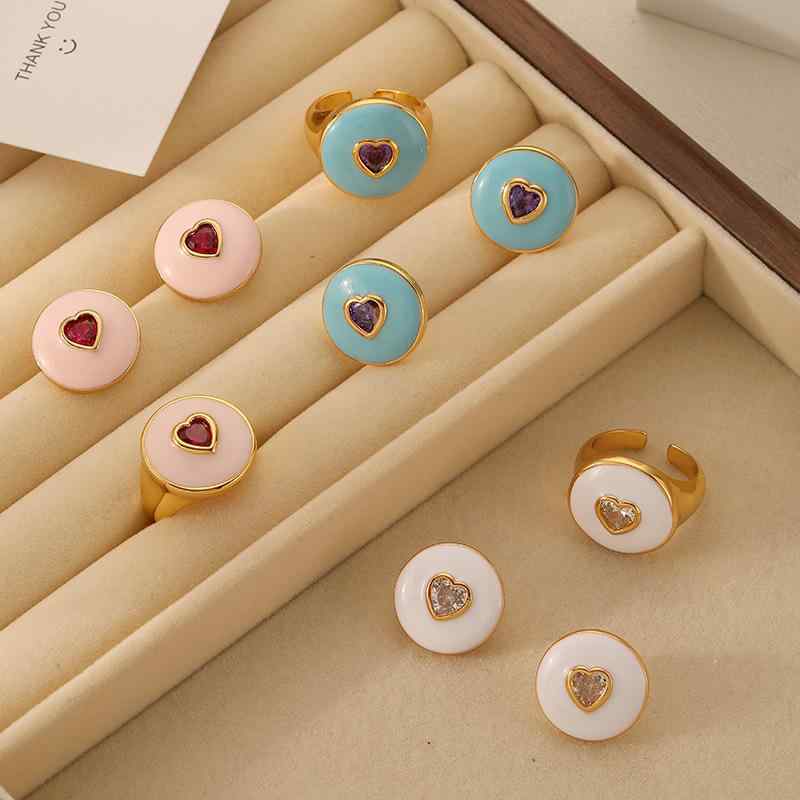 指輪 レディース 韓国風 ジルコニア ハート ドロップ オイル リング 小さめ 高級感 軽奢 シンプル 調整..