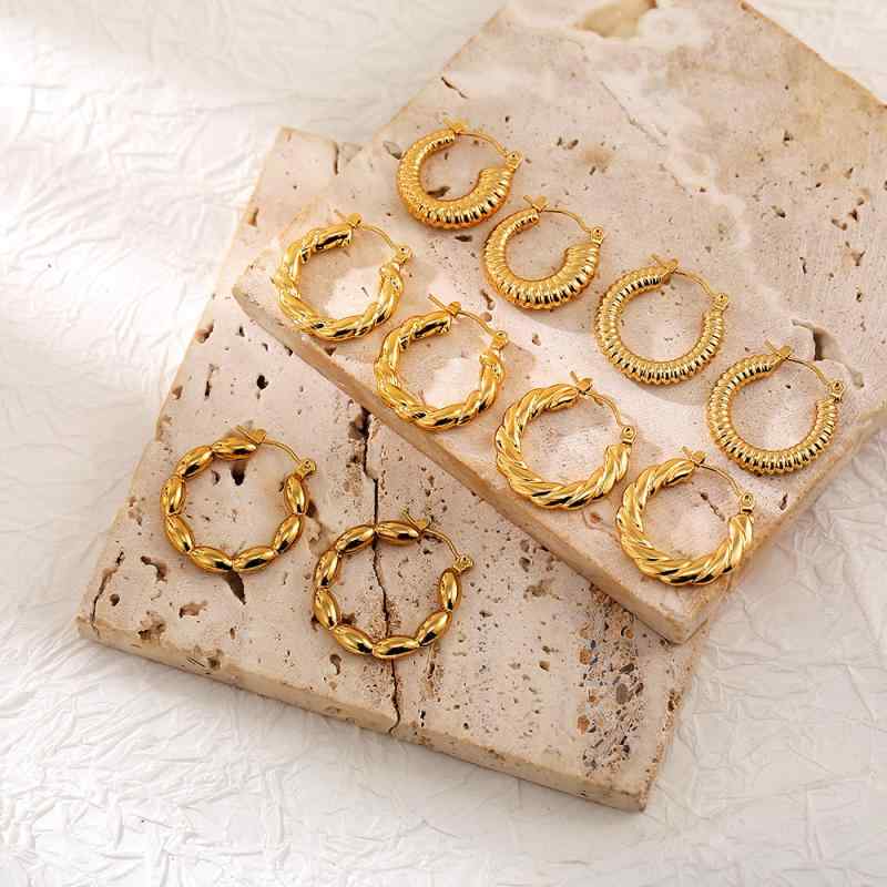 イヤリング レディース 18kゴールドメッキ ステンレス U字 フープピアス ひねり 羊の角 パン型 ファッション OL 通勤 ギフト プレゼント アクセサリー...