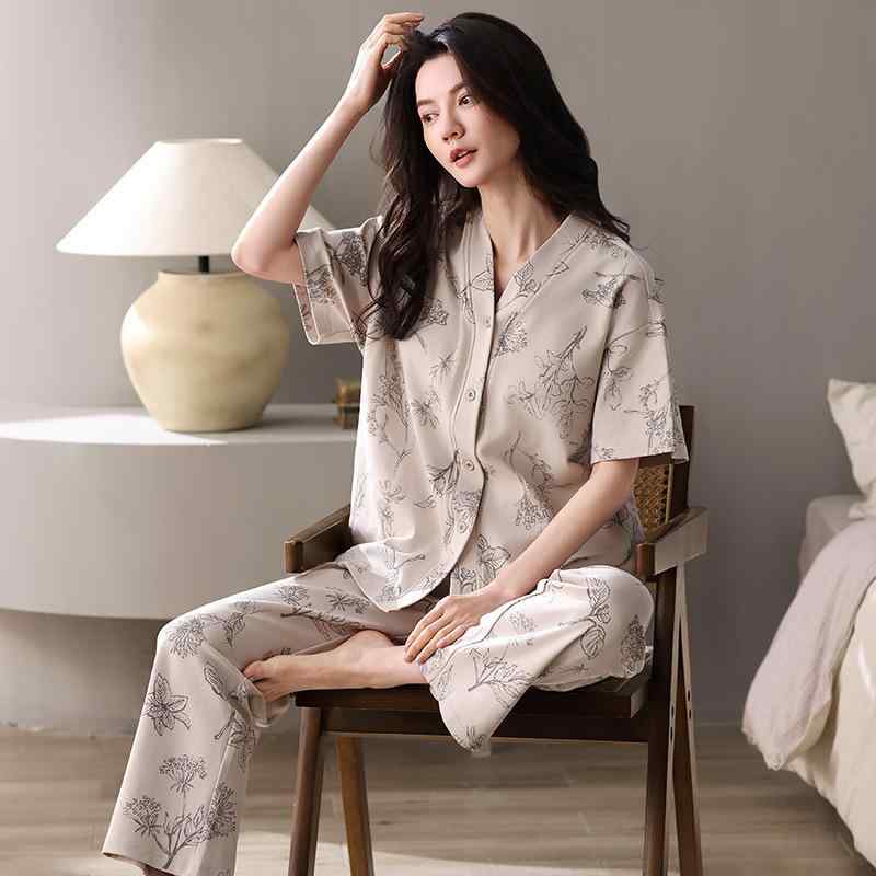 パジャマ レディース ルームウェア 半袖 和風 上下セット 綿100％ 春夏 ナイトウェア 寝巻き 部屋着 リラックス ゆったり M L XL XXL