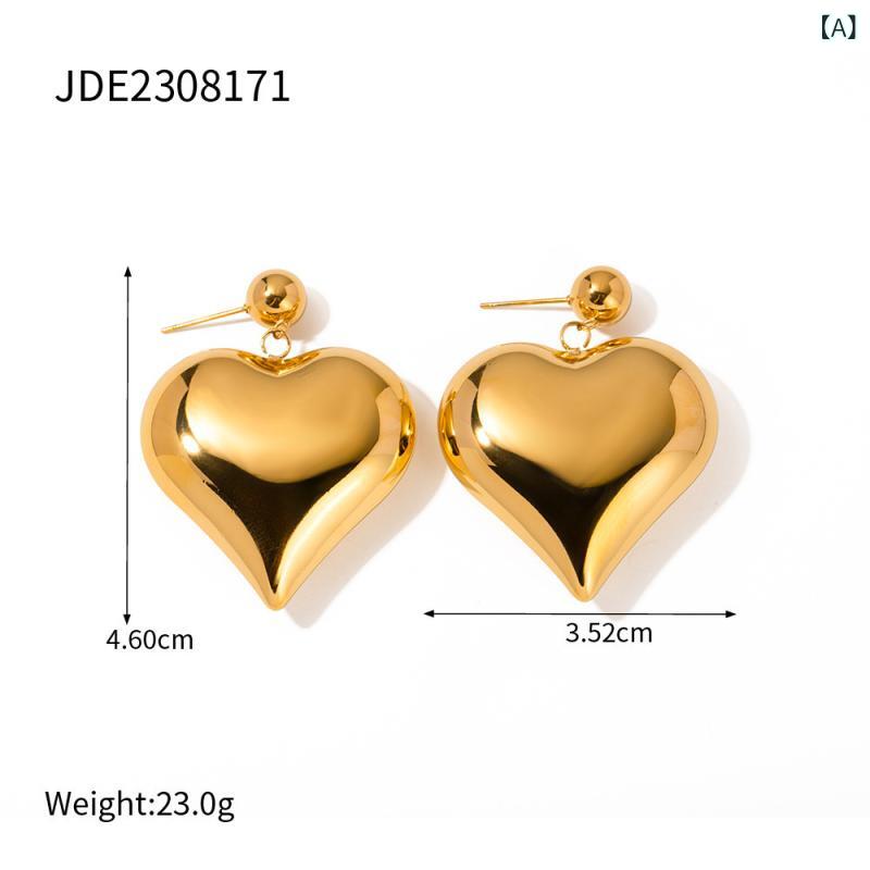 ピアス レディース 桃 ハート ドロップ 電気メッキ加工 ステンレス製 イヤーアクセ...