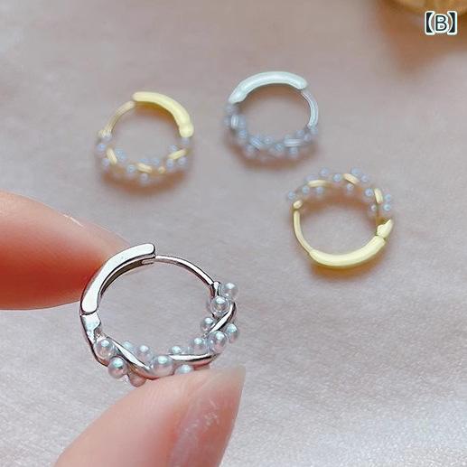 ピアス レディース S925 シルバー 花 パール イヤリング 小さめ ひねり 麻花 幾何...