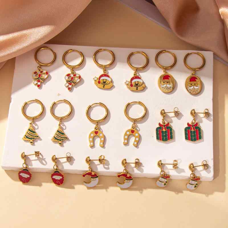 ピアス レディース メンズ クリスマス ドロップ 幾何学模様 ステンレス 金属アレルギー対応 イヤリング イヤーカフ アクセサリー ジュエリー かわいい おしゃ...